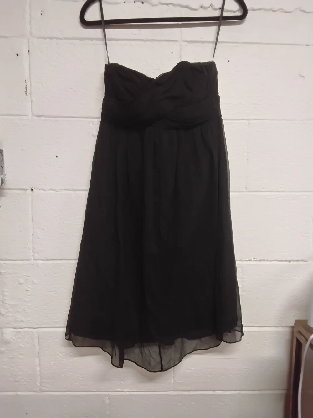 J. Crew Strapless Black Chiffon Knee-Length Dress